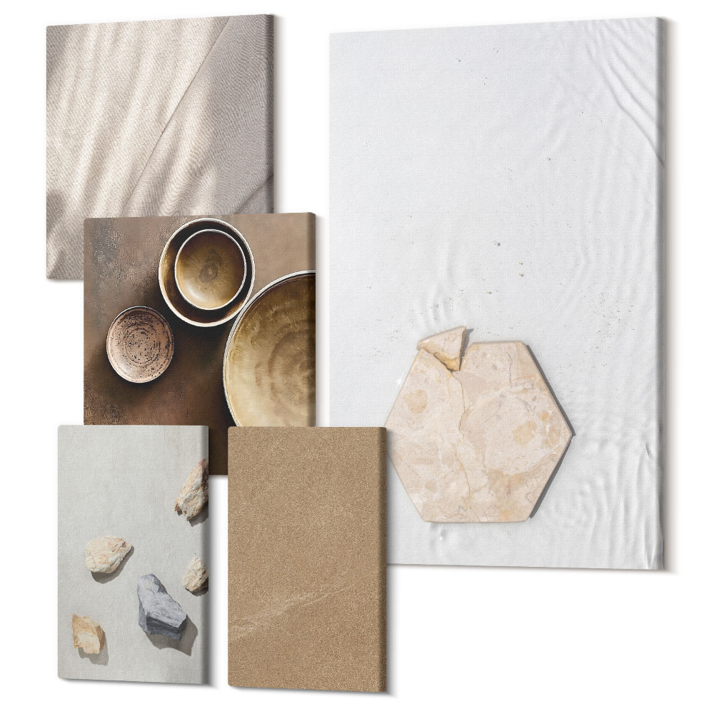 Tablouri canvas set 5 piese Texturi minimaliste în culori calde