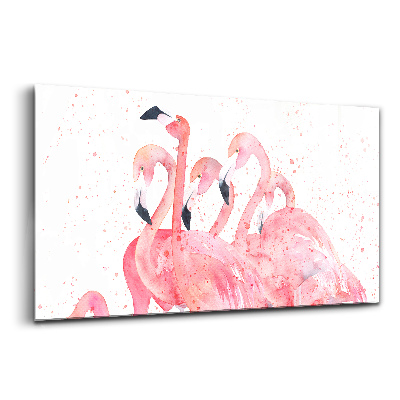 Tablou de sticlă Un grup de flamingo