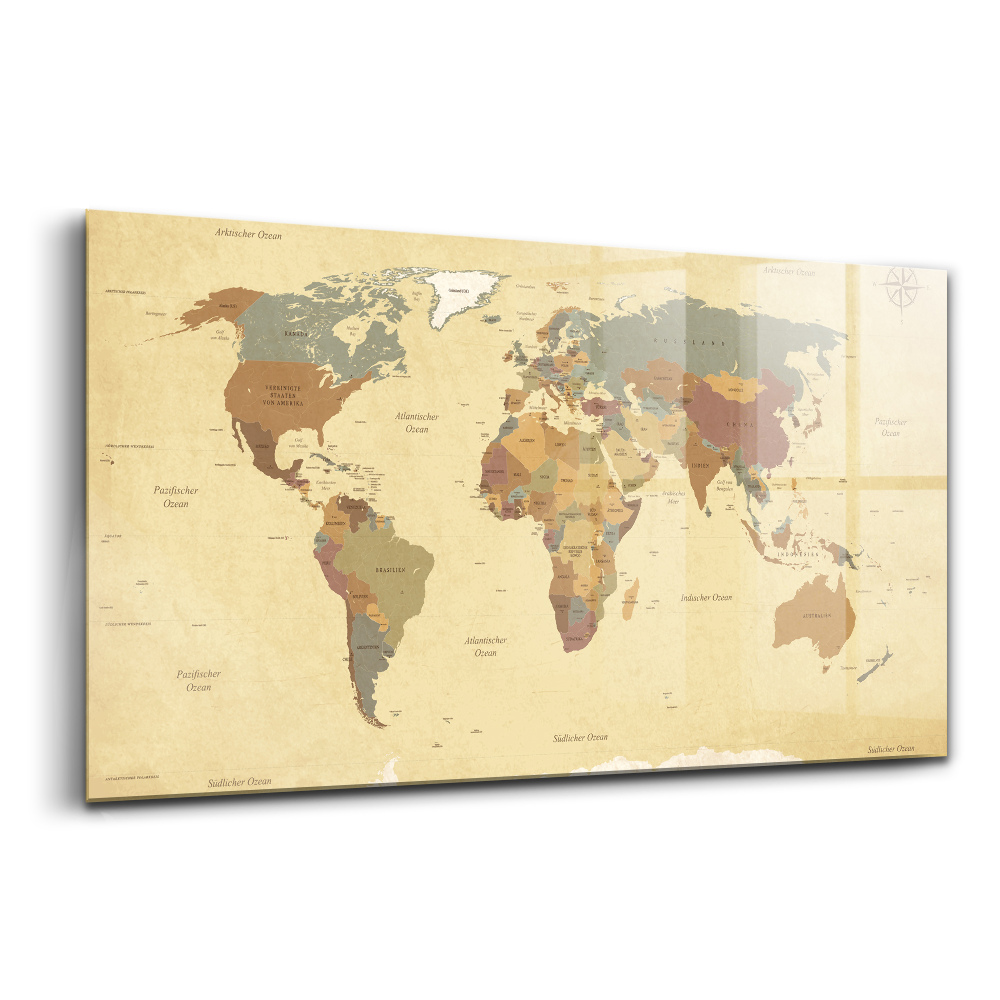 Tablou din sticlă Hartă a lumii vintage