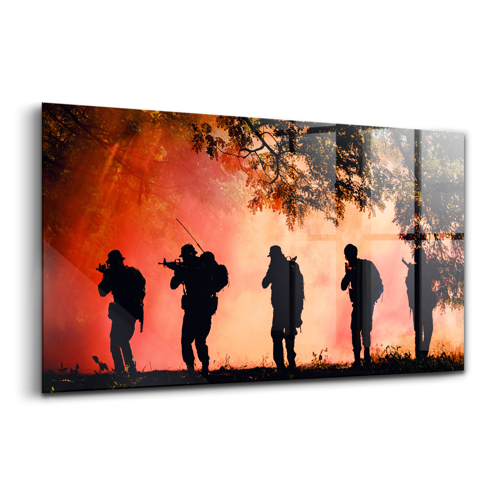 Tablou sticlă Forțele armate luptă împotriva patriotismului