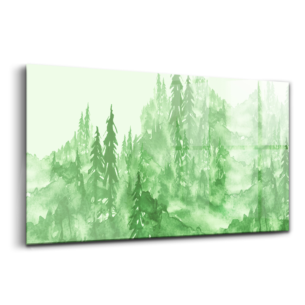 Tablou din sticlă Pictură pădure verde natură copac