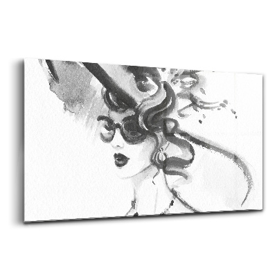 Tablou pe sticlă femeie la modă