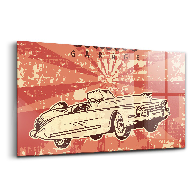 Tablou pe sticlă Mașină retro de epocă grunge