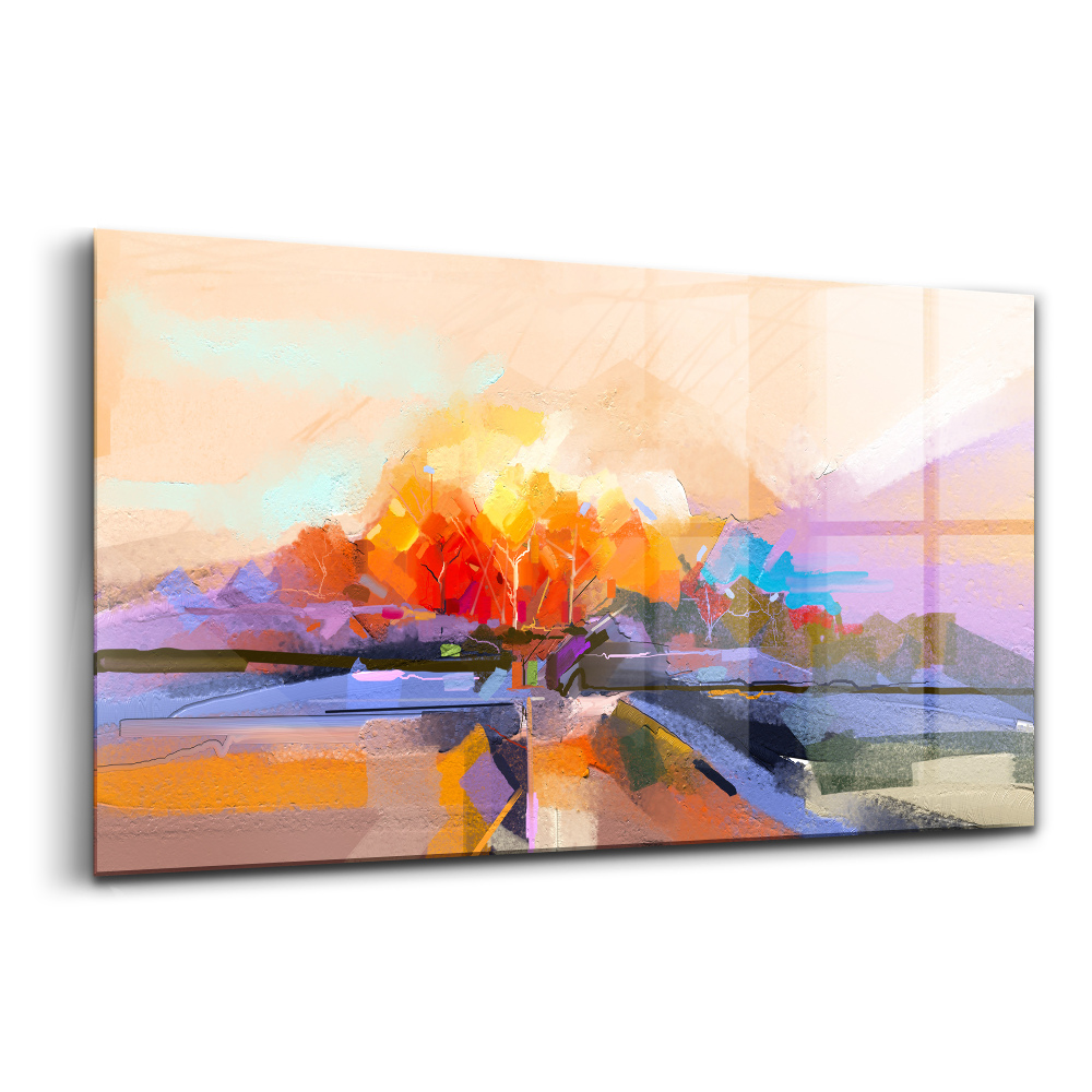 Tablou pe sticlă Arbore semi-abstract