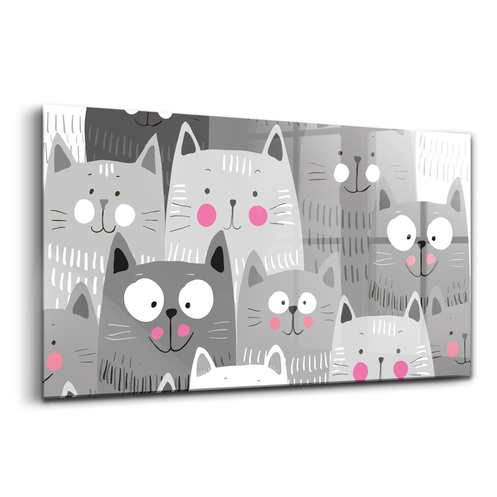 Tablou pe sticlă Model cu pisici