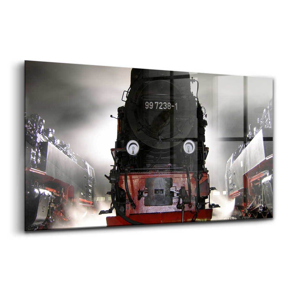 Tablou de sticlă Locomotive noaptea