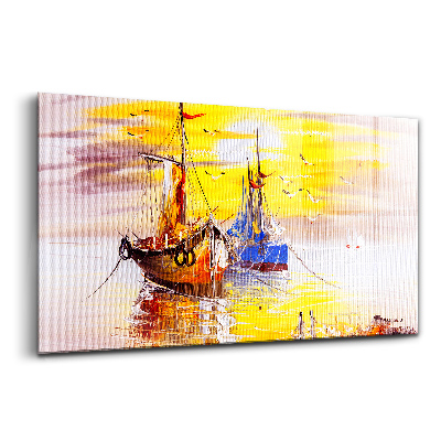 Tablou de sticlă Bărci pictate