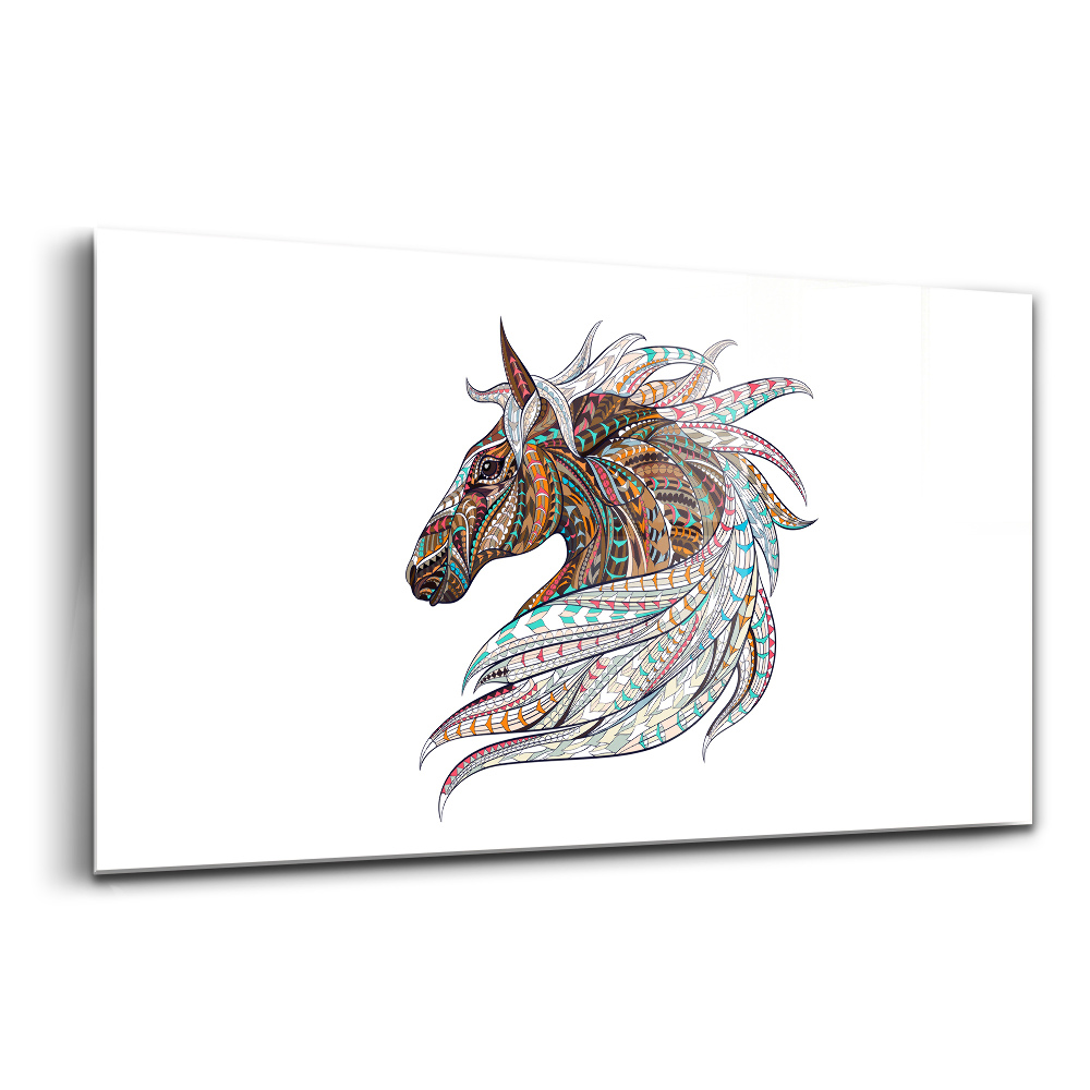 Tablou de sticlă Ilustrație a unui cal în stil indian