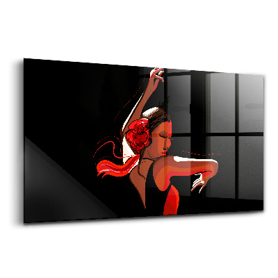 Tablou pe sticlă Dansatoare de flamenco senzuală