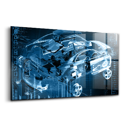 Tablou pe sticlă Ilustrație a unei mașini dezasamblate