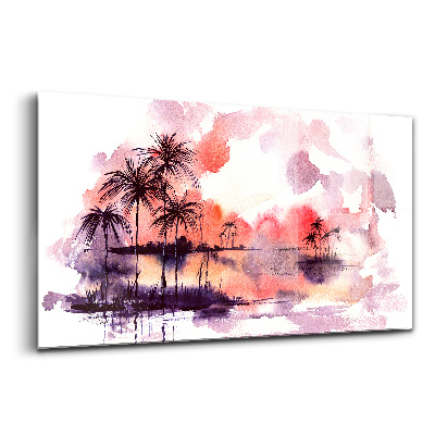 Tablou de sticlă Peisaj tropical în acuarelă