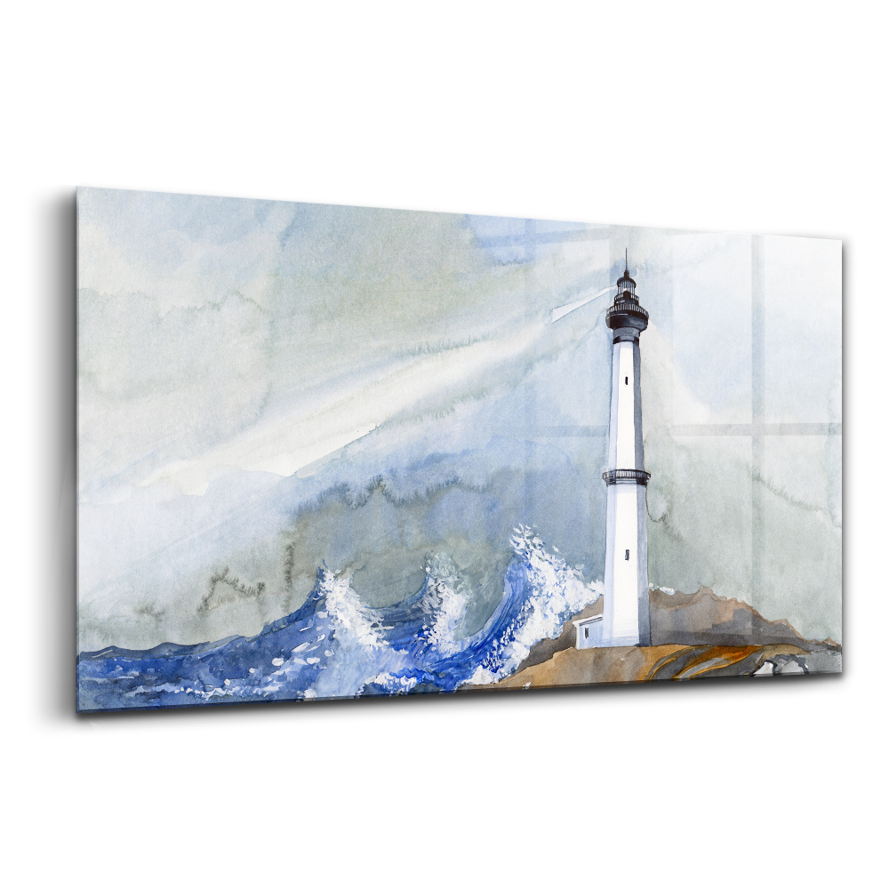 Tablou pe sticlă Acuarelă mare și far