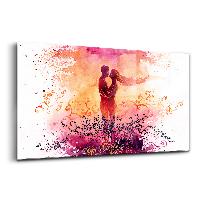 Tablou pe sticlă Cuplu la apus