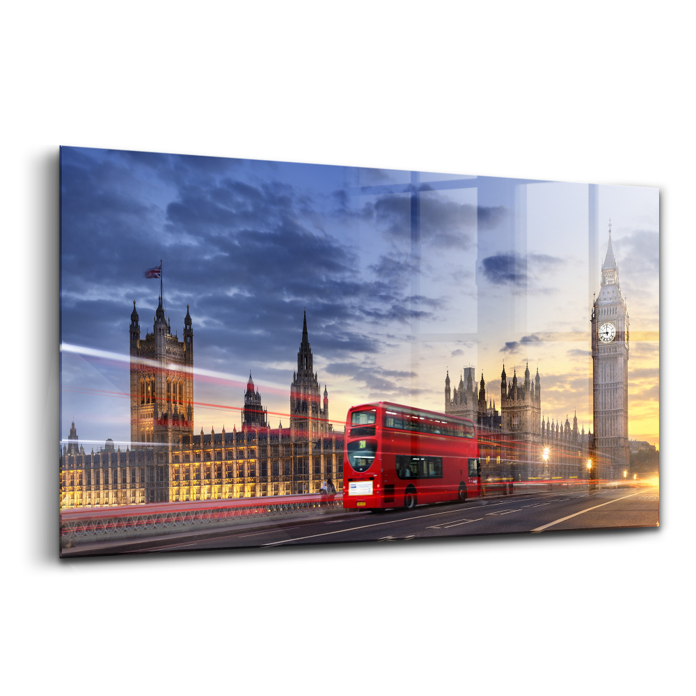 Tablou sticlă Autobuzul roșu din Londra