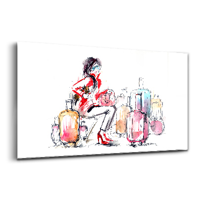 Tablou din sticlă Valiză de călătorie pentru femeie