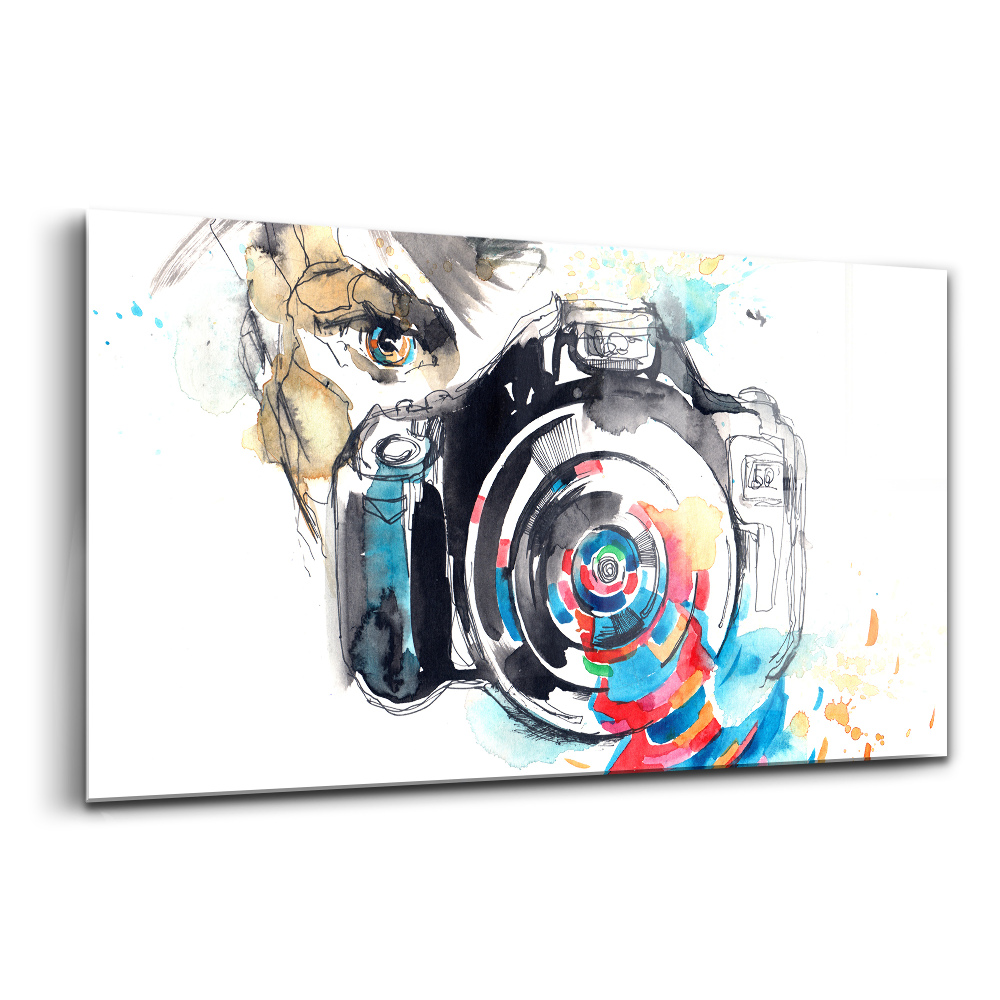 Tablou pe sticlă Fotografă femeie aparat foto