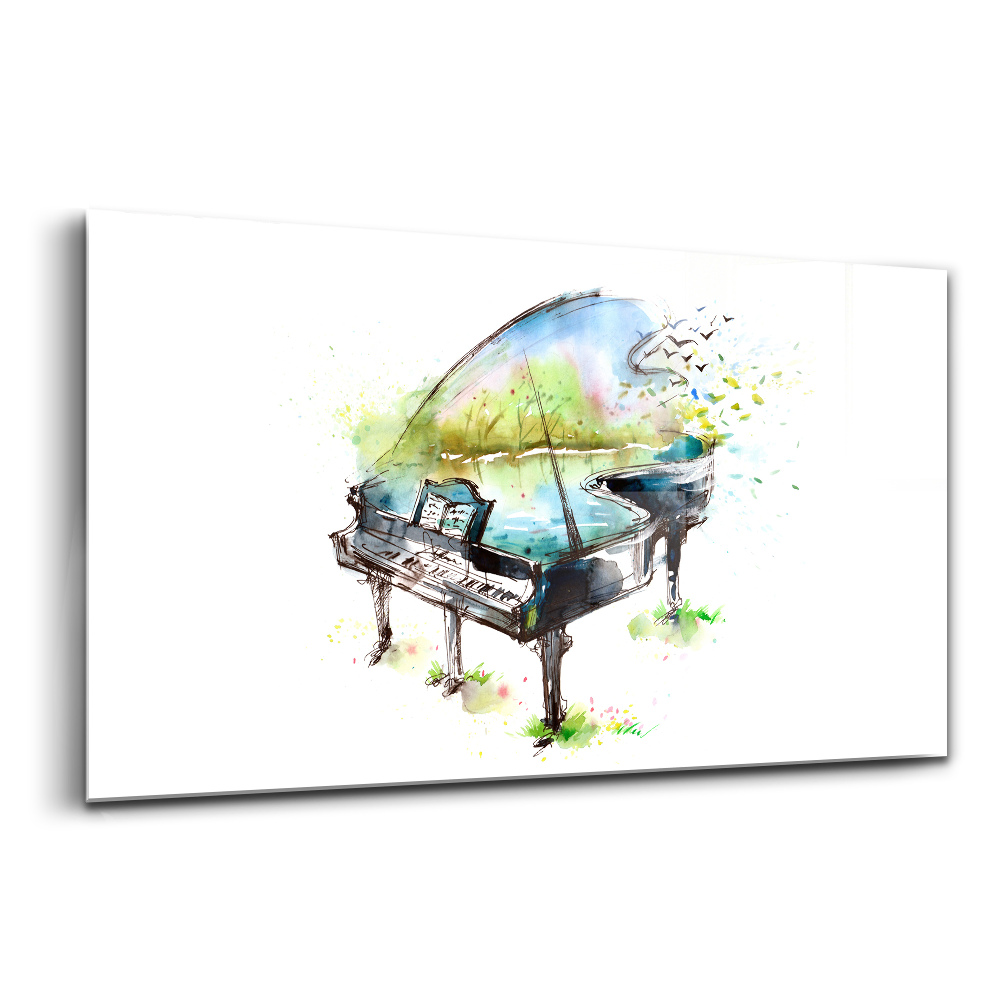 Tablou din sticlă Ilustrație pian 4 anotimpuri
