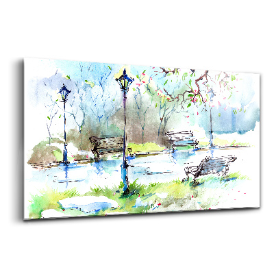 Tablou pe sticlă Vedere pitorească a primăverii în parc