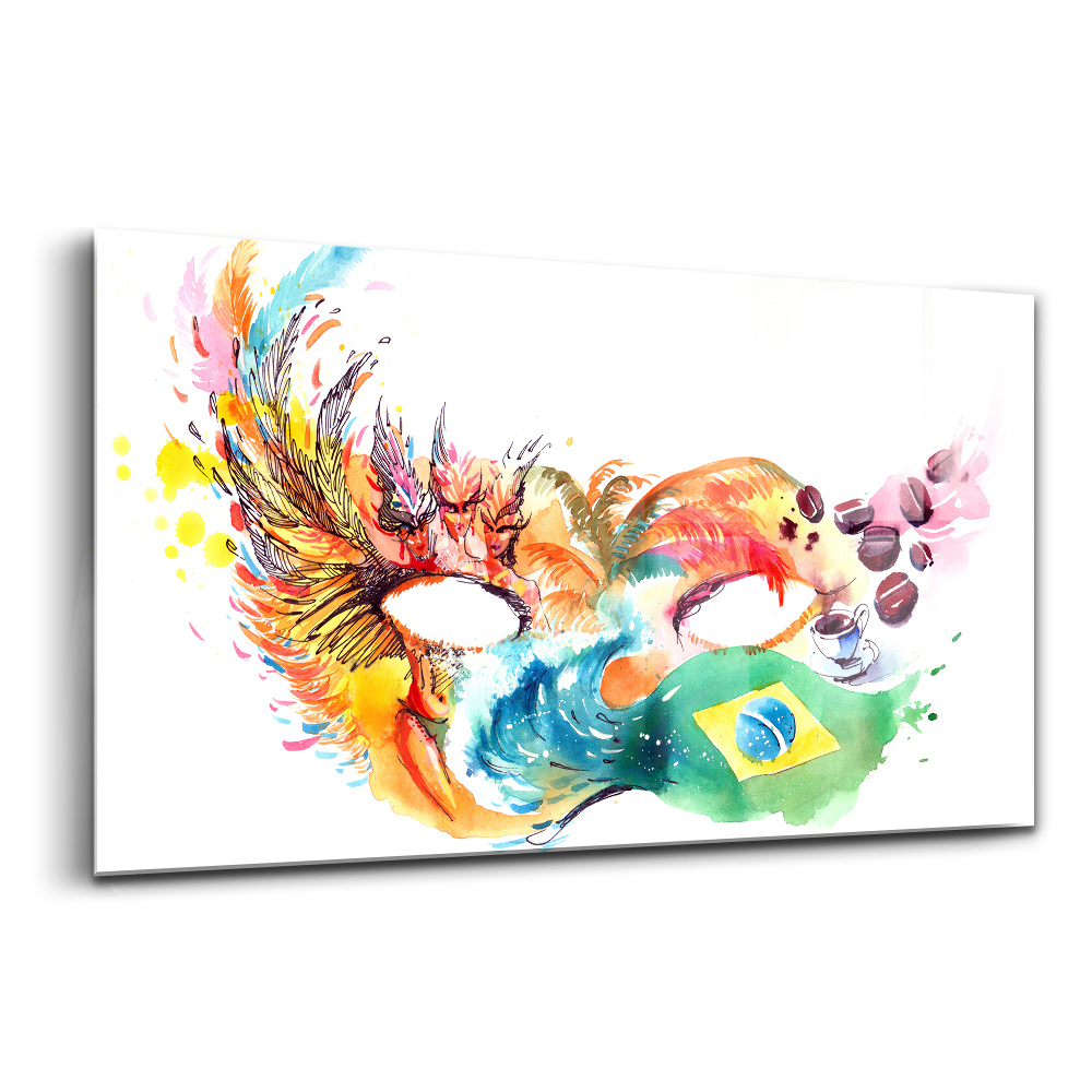 Tablou sticlă Mască cu steagul culturii braziliene