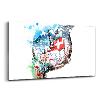 Tablou de sticlă ceas elvețian