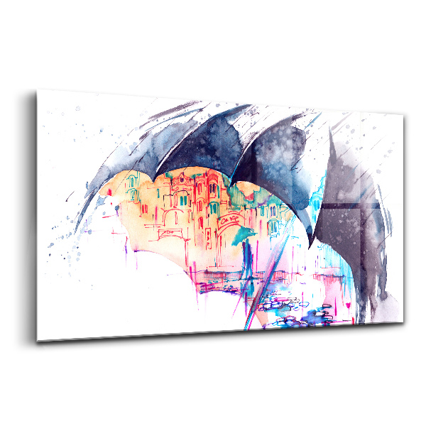 Tablou sticlă Orașul umbrelei de ploaie