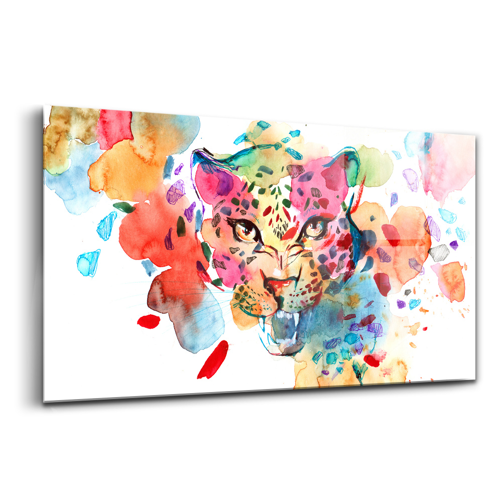 Tablou de sticlă Pisică sălbatică colorată abstractă