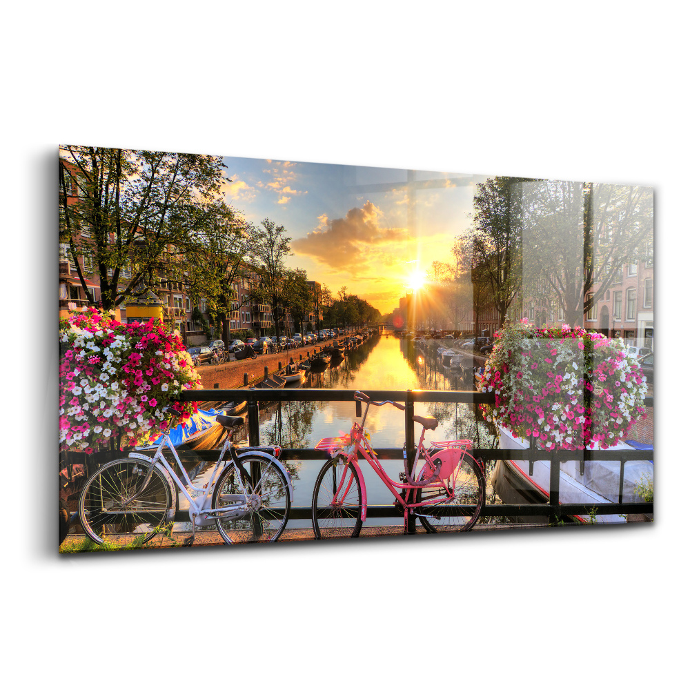 Tablou sticlă Răsărit de soare peste Amsterdam