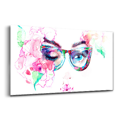 Tablou din sticlă Fața unei femei cu ochelari
