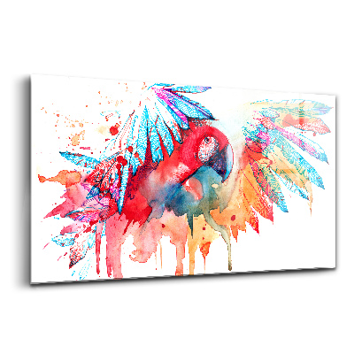 Tablou din sticlă Papagal roșu colorat