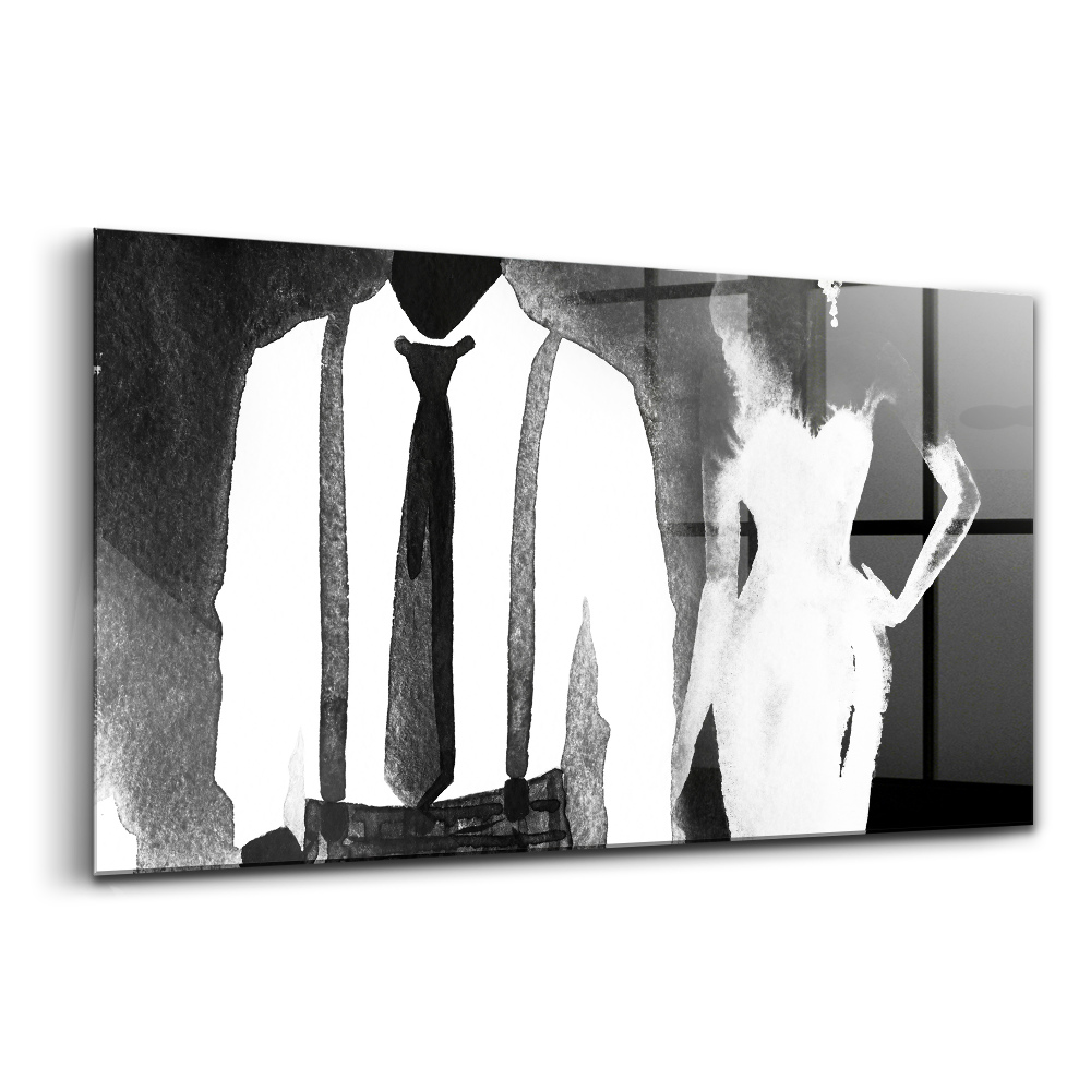 Tablou de sticlă Acuarele bărbat și femeie