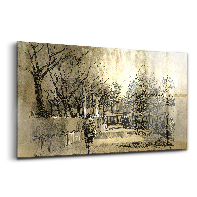 Tablou din sticlă Parcul Sepia Tree