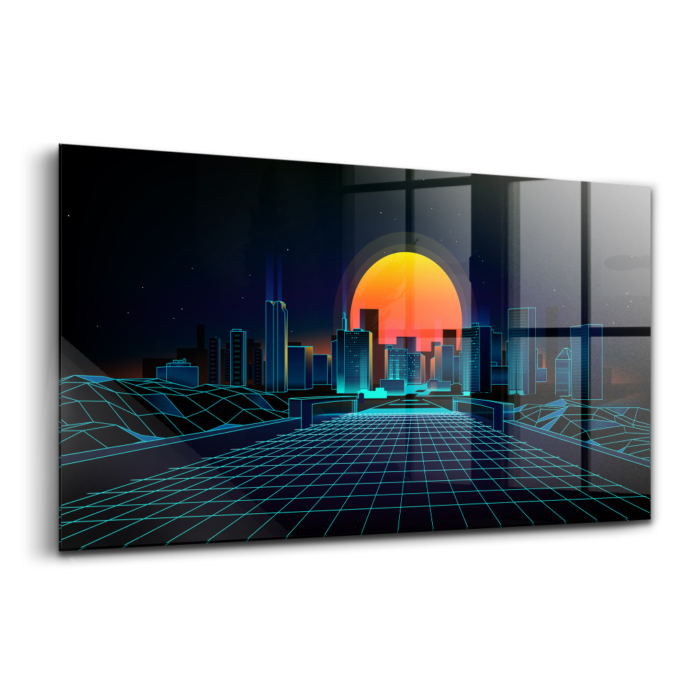 Tablou din sticlă Orașul spațiului cibernetic