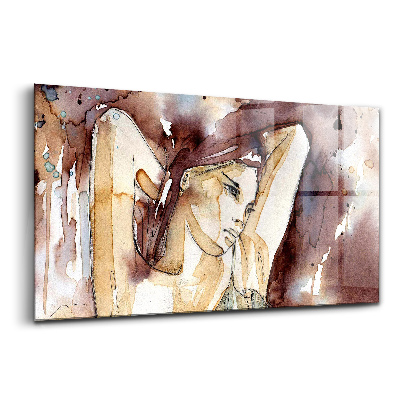 Tablou pe sticlă Portret în acuarelă al unei femei