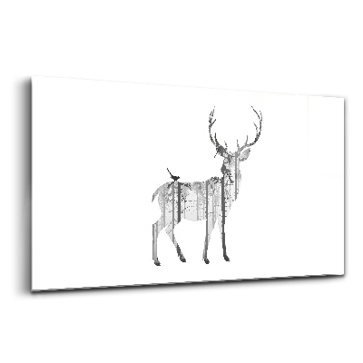 Tablou din sticlă Silueta unui cerb în pădure