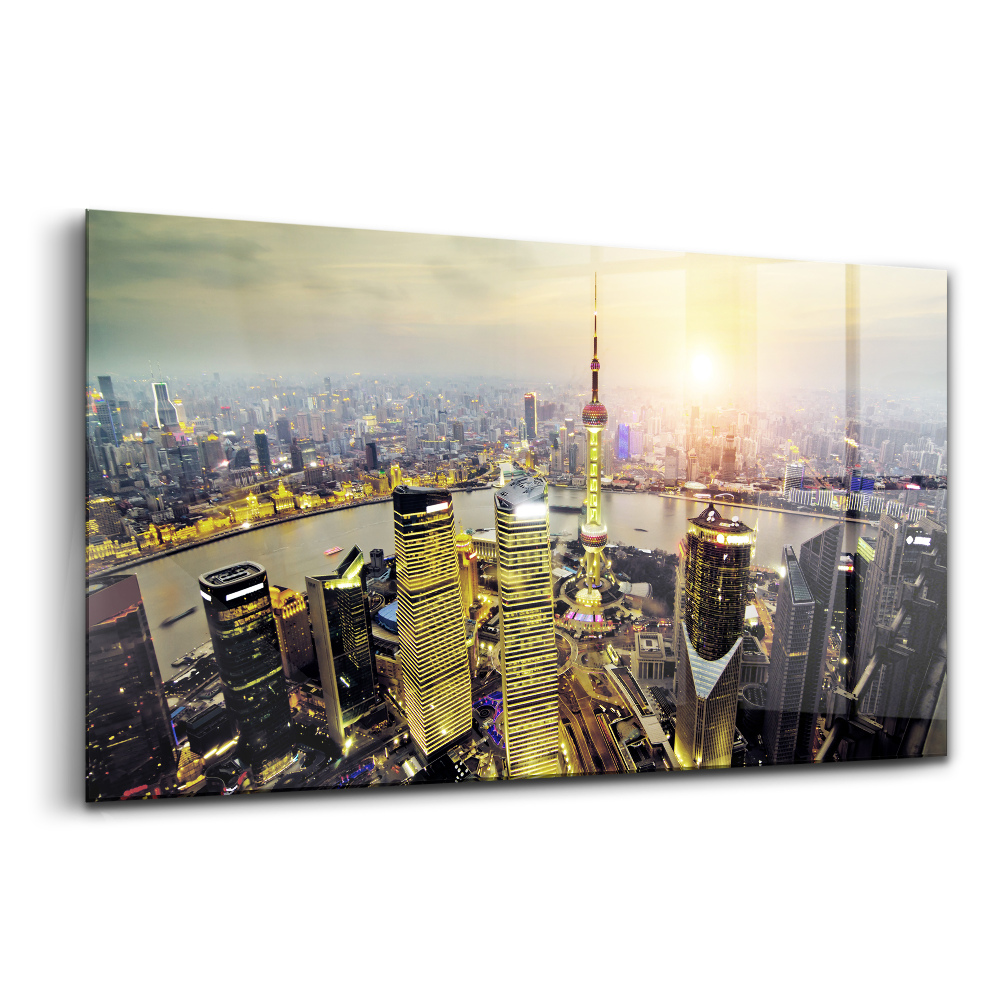 Tablou din sticlă Shanghai noaptea