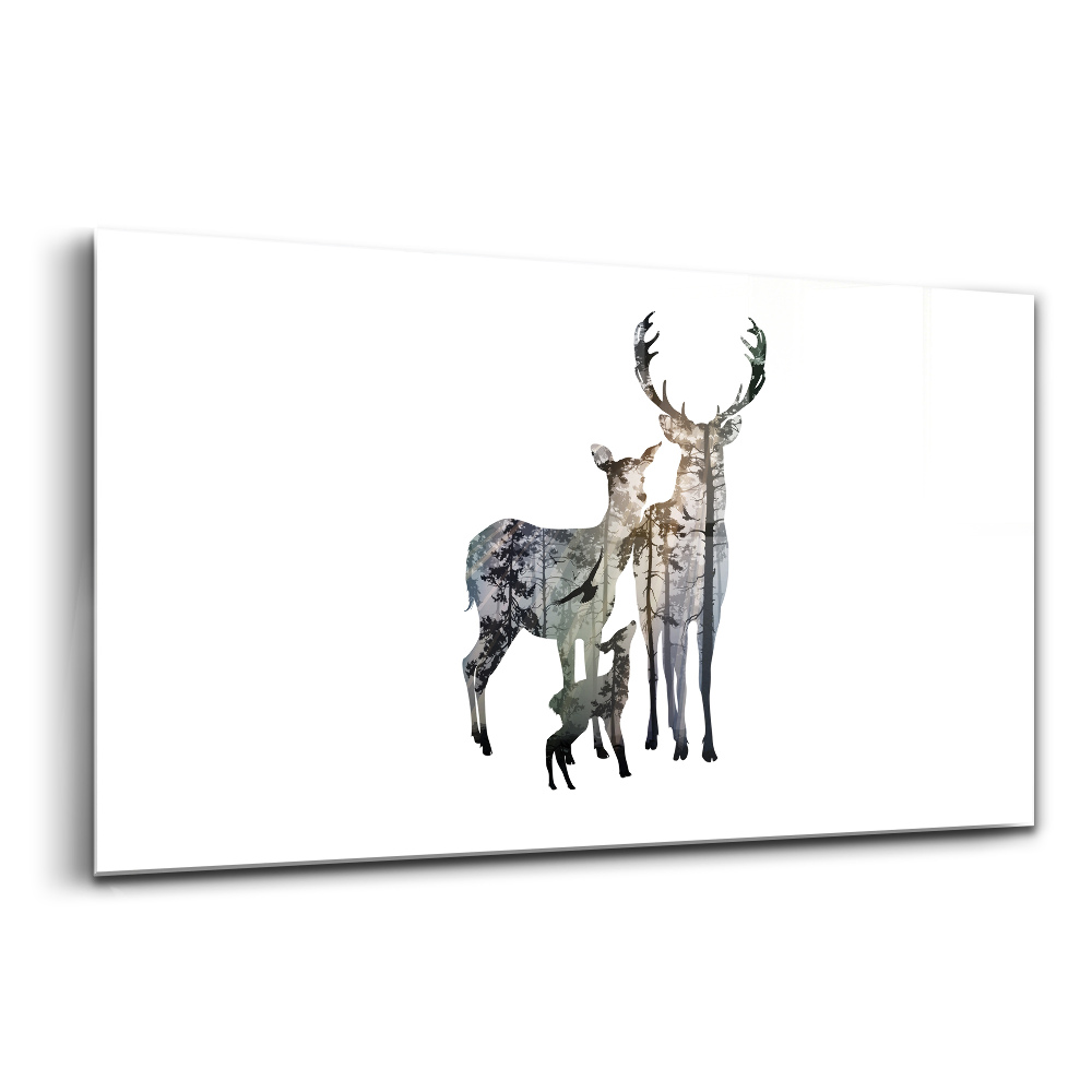 Tablou pe sticlă Familia de cerbi