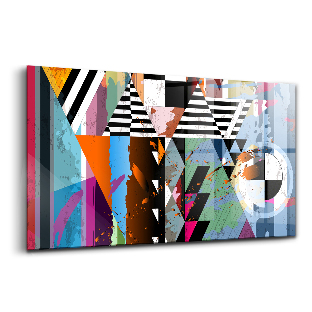 Tablou pe sticlă Dungi și triunghiuri abstracte