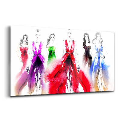Tablou sticlă Femei în rochii colorate