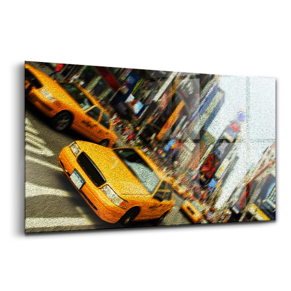 Tablou de sticlă Taxiurile galbene din New York City