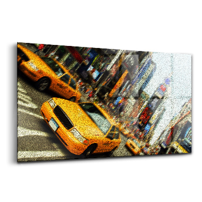 Tablou de sticlă Taxiurile galbene din New York City