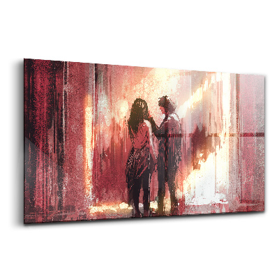 Tablou pe sticlă Cuplu tânăr îndrăgostit