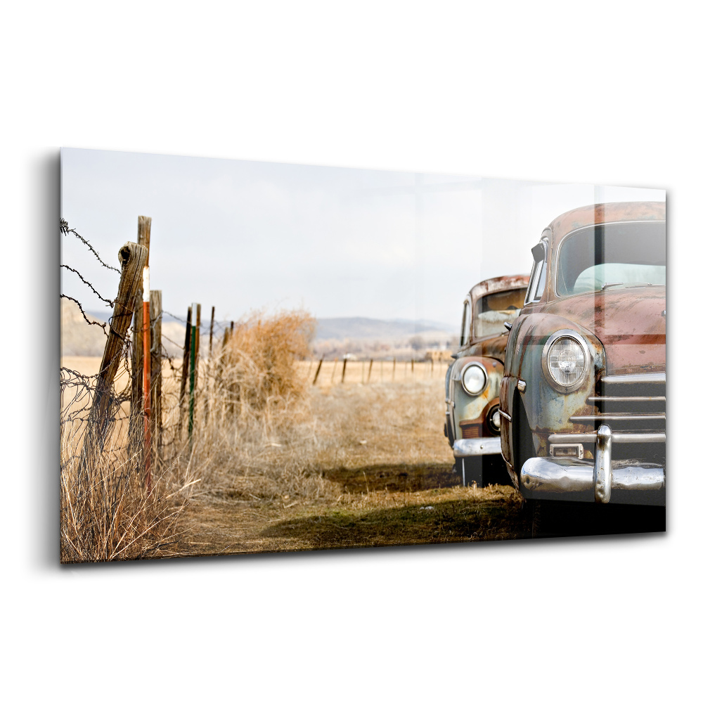 Tablou din sticlă Mașini vechi abandonate