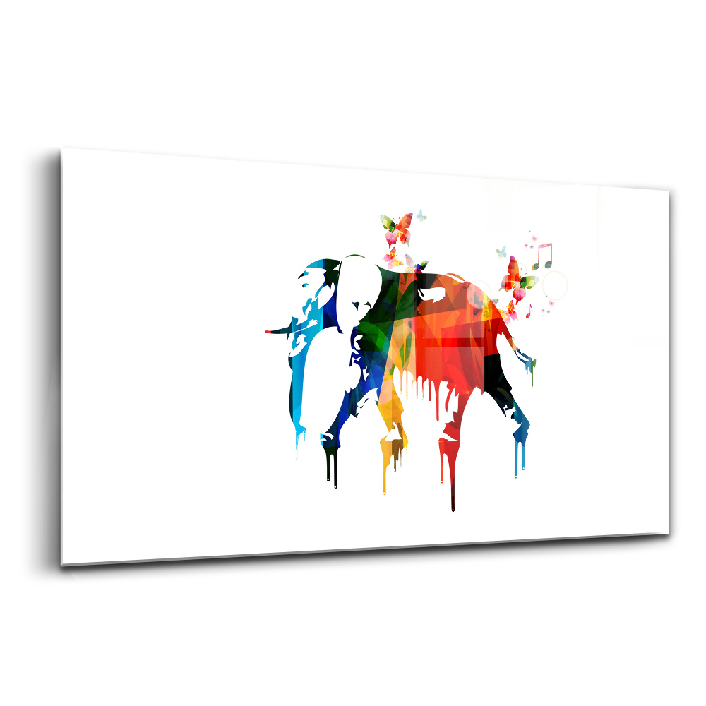 Tablou de sticlă Elefant pictat colorat abstract