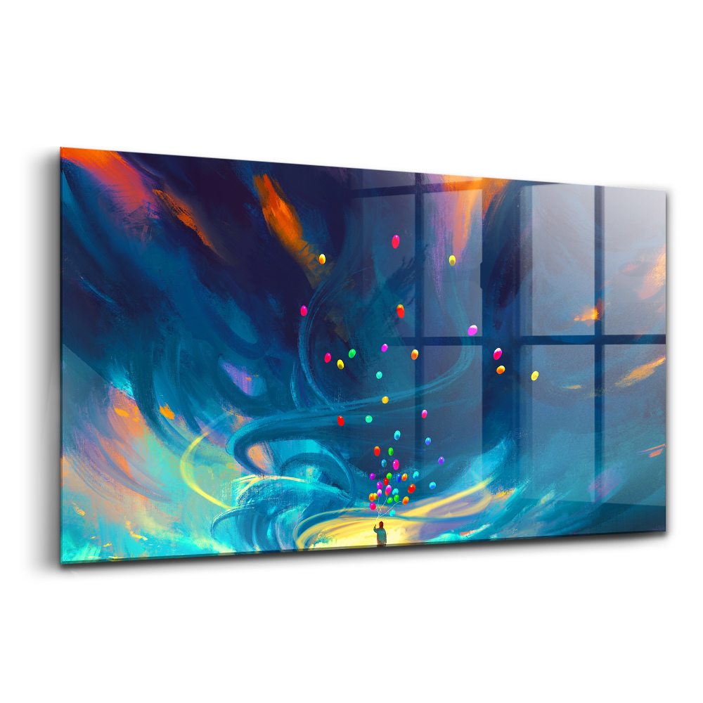 Tablou sticlă Bebeluș și baloane