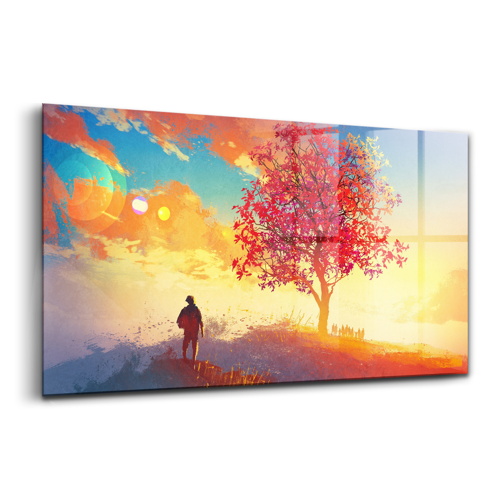 Tablou din sticlă Peisaj de toamnă întorcându-se acasă