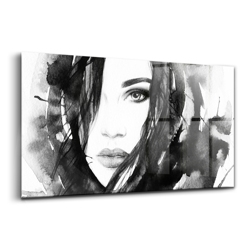 Tablou sticlă Portret de femeie în acuarelă