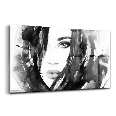 Tablou sticlă Portret de femeie în acuarelă