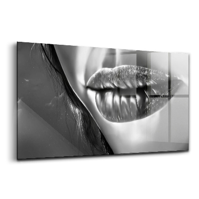 Tablou pe sticlă Buzele femeii