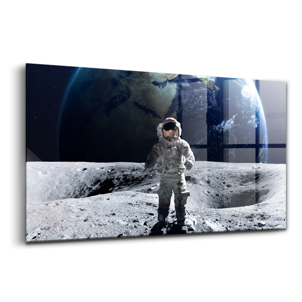 Tablou din sticlă Astronautul pe Lună