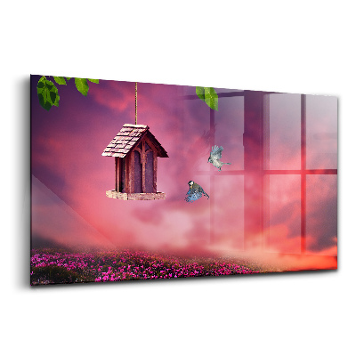 Tablou din sticlă O casă pentru păsări